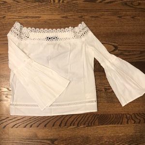 Off the shoulder white shirt